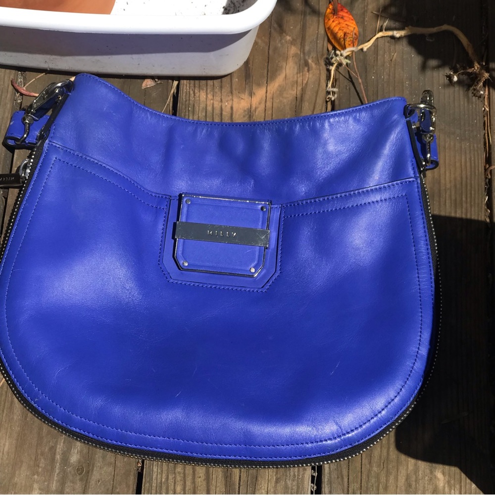 Royal blue leather  shoulder purse by Milly EUC